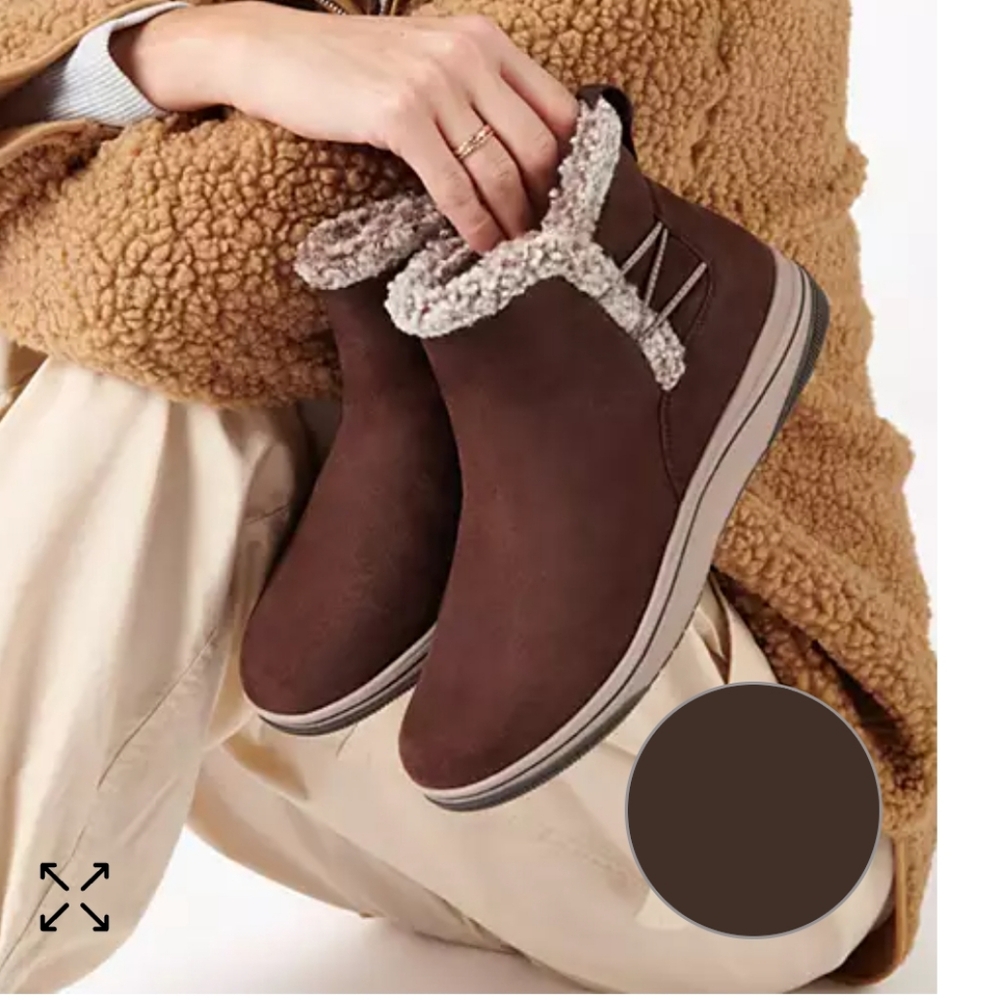 Clarks Womens Breeze Fur Dark Brown  Booties Size 11